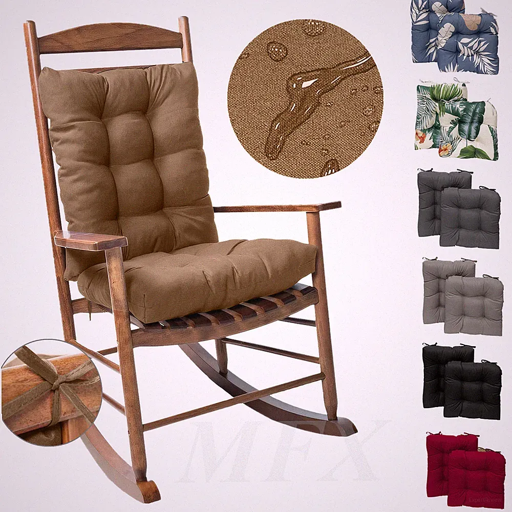 2Pcs Chair Cushions Set Rocking Chair Recliner Seat Back Pad Mat with Ties