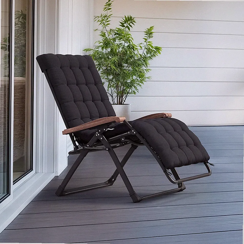 Extra Wide Outdoor Reclining Chair Patio Zero Gravity Chaise Lounge Folding C...
