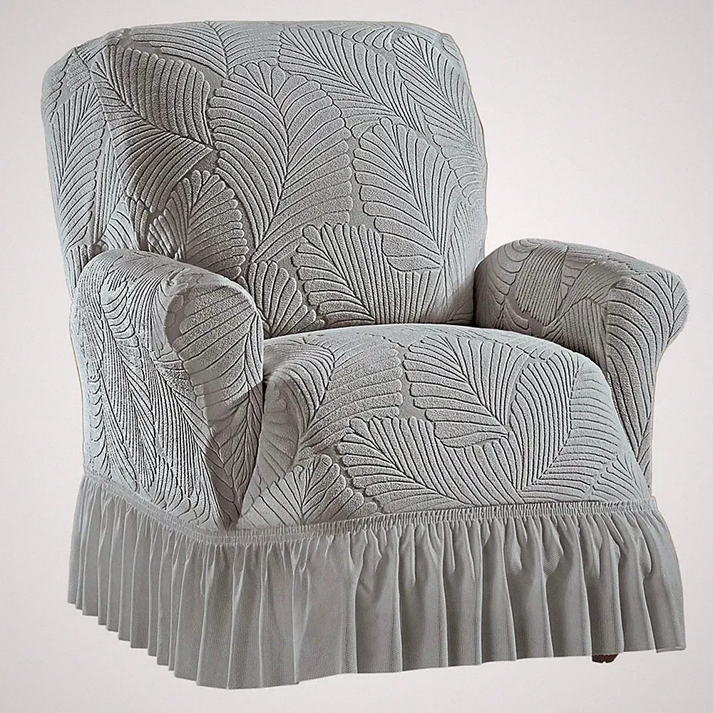 Leaf Ruffled Slipcover, Gray, Recliner