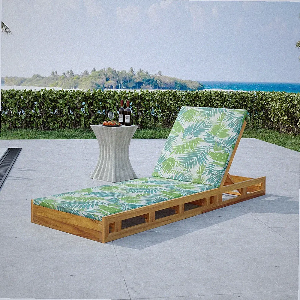 Outdoor Chaise Lounge w/ Adjustable Recliner & Water-Resistant Cushion for Patio