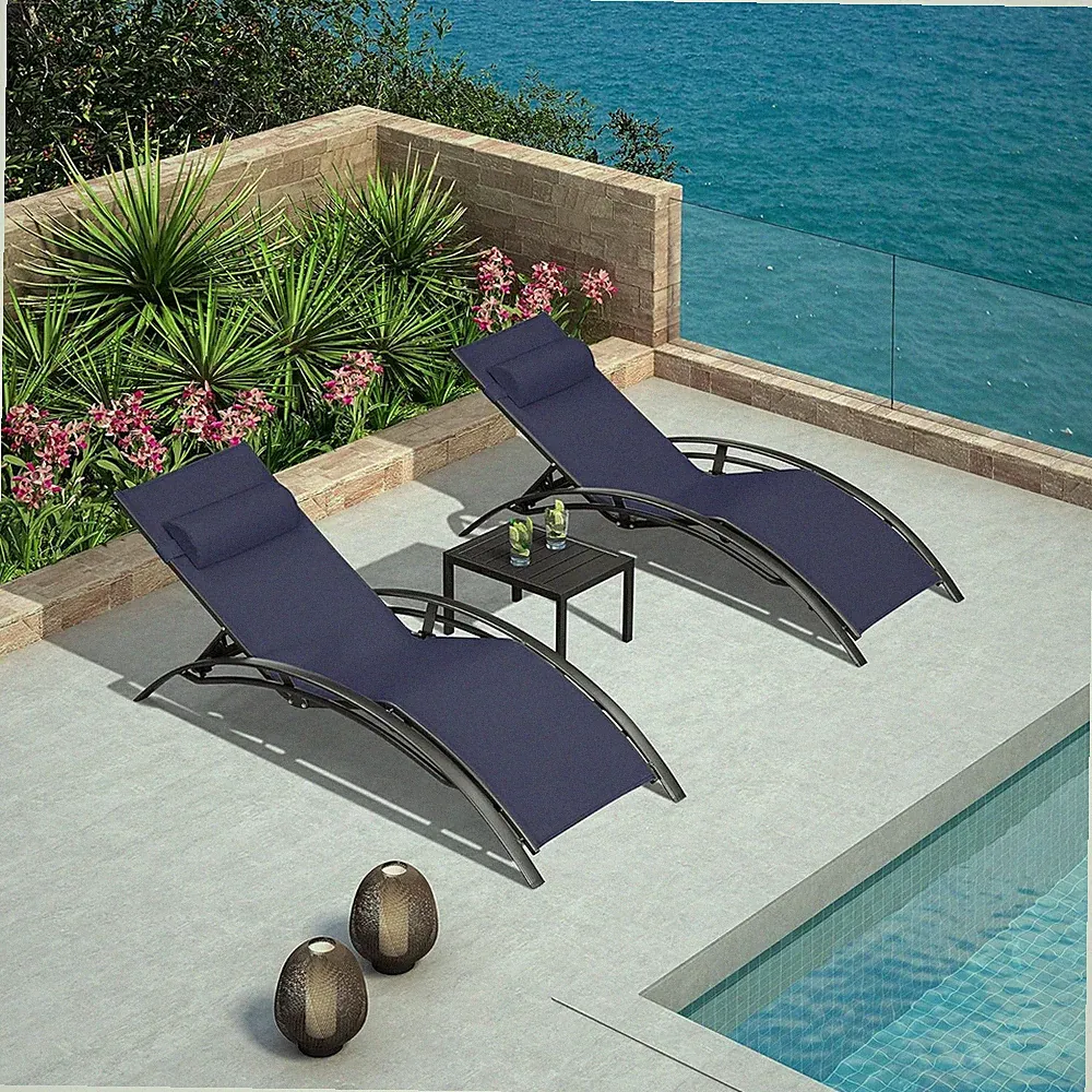 PURPLE LEAF Patio Chaise Lounge Set Outdoor Beach Pool Sunbathing Lawn Lounger R