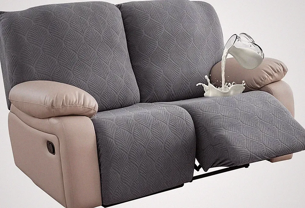 Waterproof Recliner Loveseat Cover, 2-Piece Stretch Sofa Slipcovers, Dark Gray